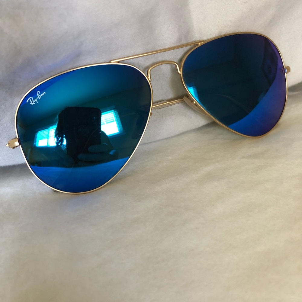 Authentic ray ban aviator flash lens blue